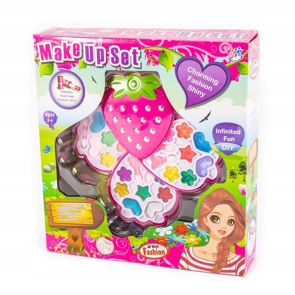 Make-up-Set für Mädchen mit Kosmetika und Accessoires in einer Midex-Erdbeerbox