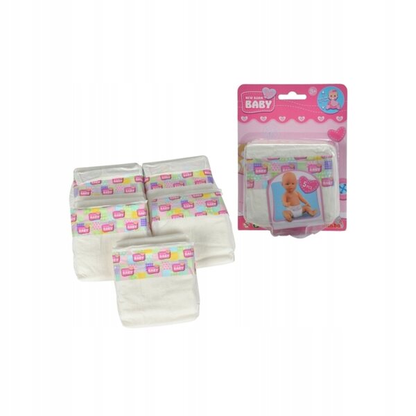 Simba Pampersy Pannolini 5 pezzi per bambola New Born Baby per bambini 3+