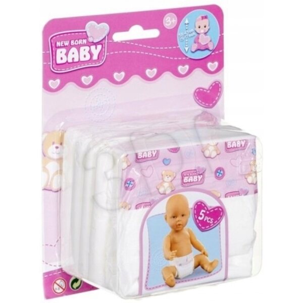 Simba Pampersy Pannolini 5 pezzi per bambola New Born Baby per bambini 3+
