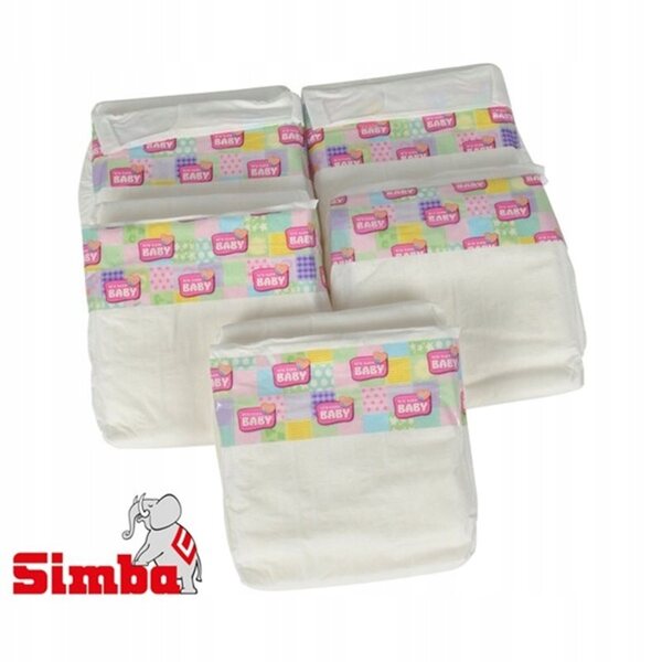 Simba Pampersy Pannolini 5 pezzi per bambola New Born Baby per bambini 3+