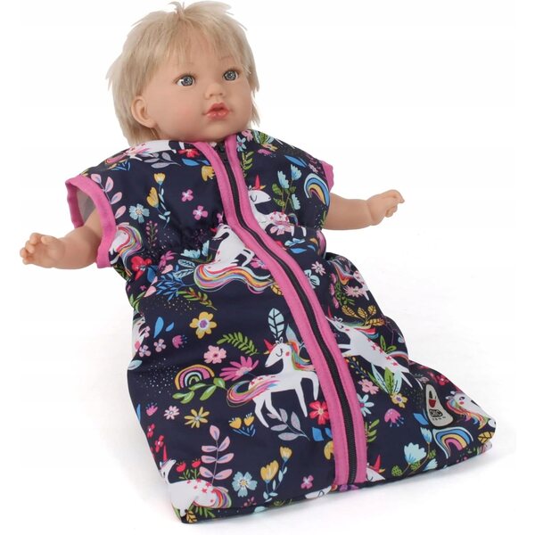 Schlafsack für Puppen bis 55 cm Einhorn Blau und Rosa Bayer Chic