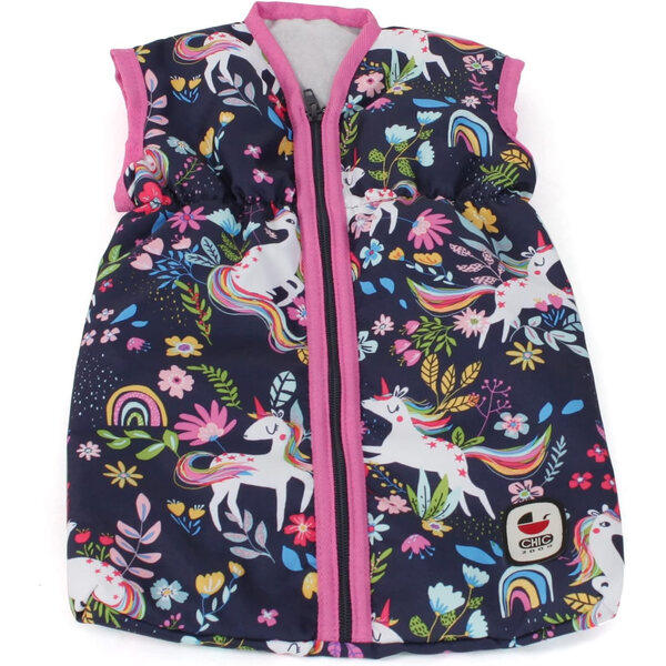 Schlafsack für Puppen bis 55 cm Einhorn Blau und Rosa Bayer Chic