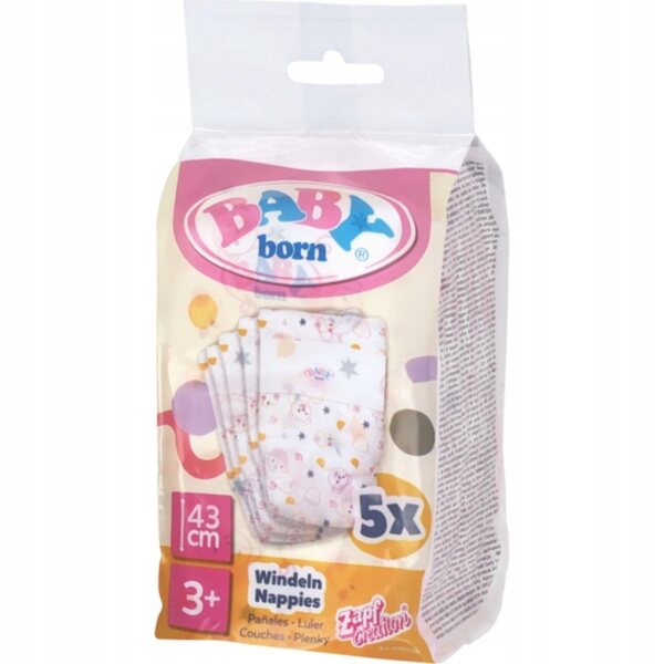 Zapf Creation Baby Born - Set 5 Pannolini Usa e Getta per Bambole 43 cm