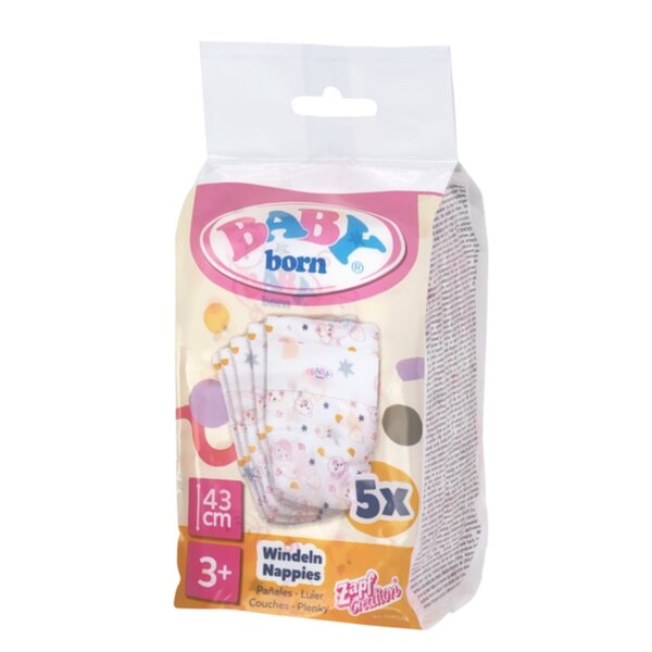 Zapf Creation Baby Born - Set 5 Pannolini Usa e Getta per Bambole 43 cm