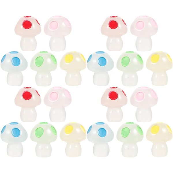 Toyvian 50 pezzi mini funghi fosforescenti in resina per decorazioni da giardino