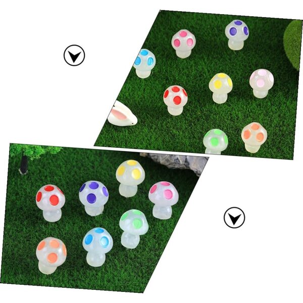 Toyvian 50 pezzi mini funghi fosforescenti in resina per decorazioni da giardino
