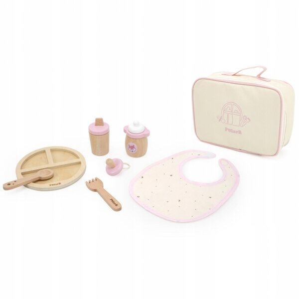 Puppenfütterungsset aus Holz mit Viga-Tasche, für Kinder ab 3 Jahren
