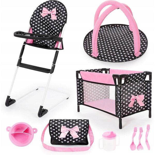 Grande set di accessori per bambole con letto, sedia, borsa e copertina