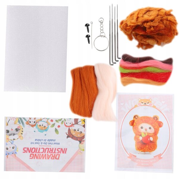Set per feltro a secco con lana per creare bambole pecora, kit DIY per principianti