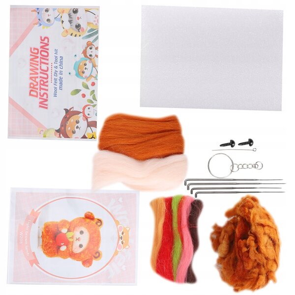 Set per feltro a secco con lana per creare bambole pecora, kit DIY per principianti
