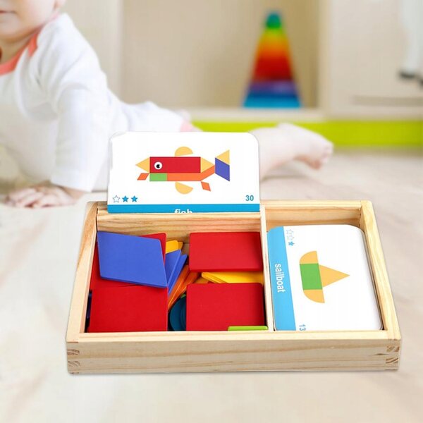 Montessori-Holzpuzzle-Set mit geometrischen Formen für Kinder, 90 Teile