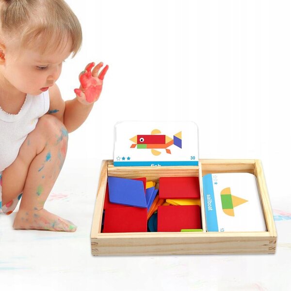 Montessori-Holzpuzzle-Set mit geometrischen Formen für Kinder, 90 Teile