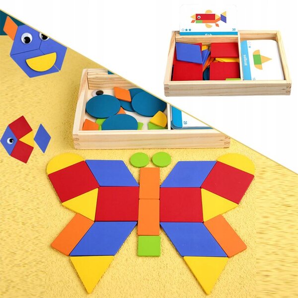 Montessori-Holzpuzzle-Set mit geometrischen Formen für Kinder, 90 Teile