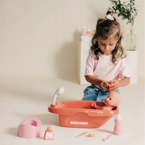 Smoby Baby Nurse Badeset mit Wanne und Zubehör für 42 cm große Puppen