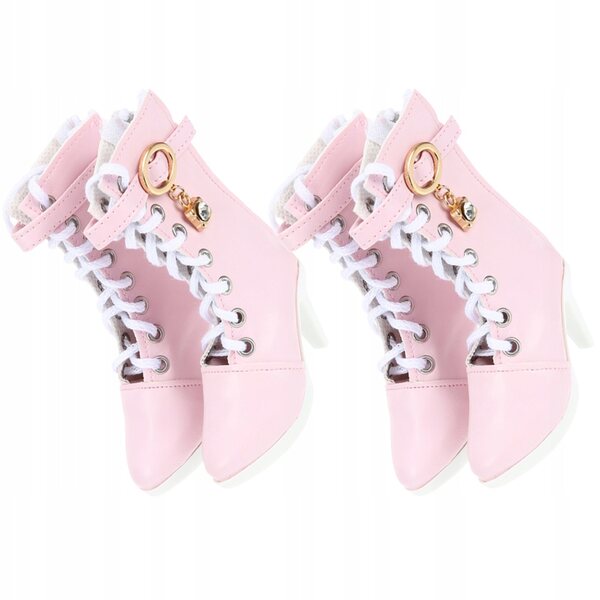 Set 2 paia di mini scarpe rosa con tacco alto per bambole, regalo creativo