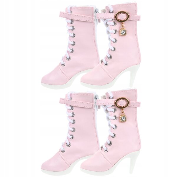 Set 2 paia di mini scarpe rosa con tacco alto per bambole, regalo creativo