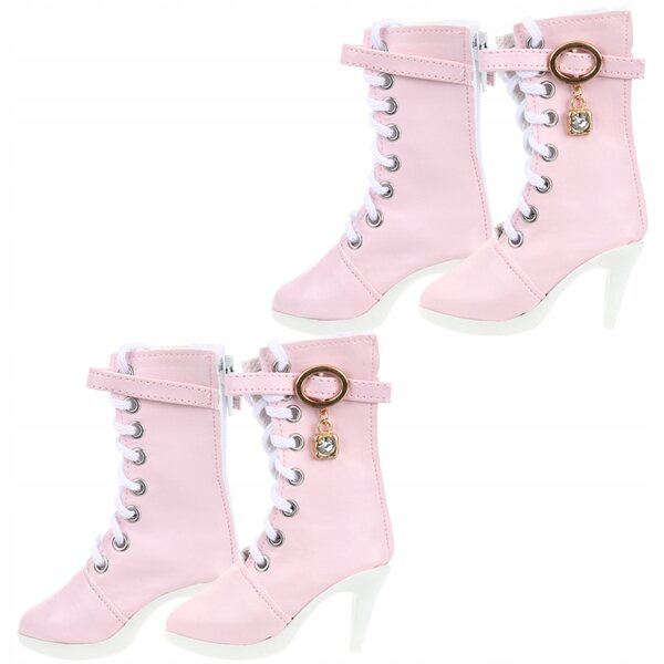 Set 2 paia di mini scarpe rosa con tacco alto per bambole, regalo creativo