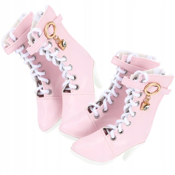 Set 2 paia di mini scarpe rosa con tacco alto per bambole, regalo creativo