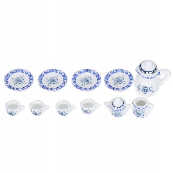 Miniatur-Set 15-teilig Teetassen aus Porzellan für die Puppenhausküche 1:12