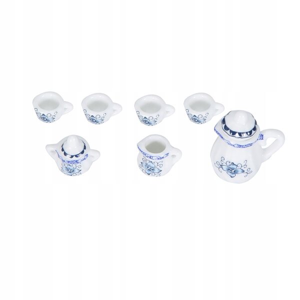 Miniatur-Set 15-teilig Teetassen aus Porzellan für die Puppenhausküche 1:12