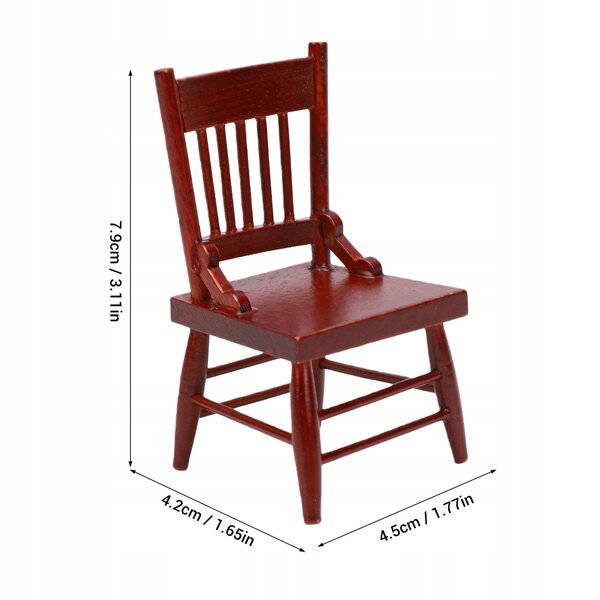 Sedia per casa delle bambole in miniatura Mobili decorativi in legno in scala 1:12