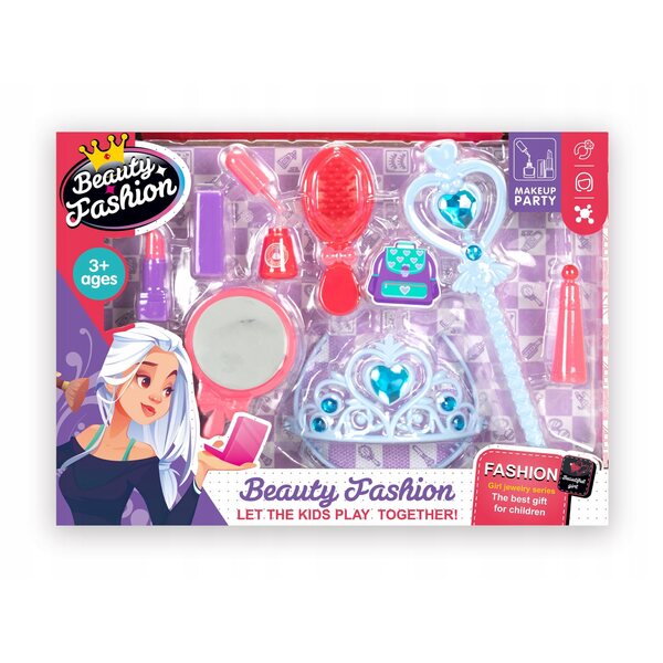 Beauty-Set für Mädchen mit Tiara, Zepter, Lippenstift und Nagellack HH Poland
