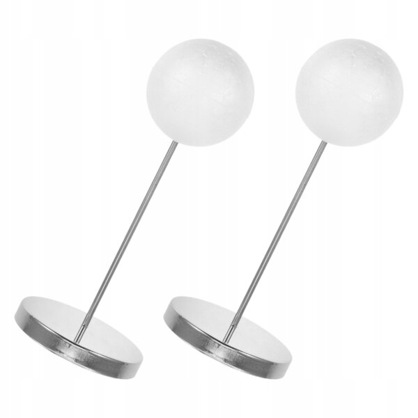 2 Sets silberner Ständer für Puppenperücken. Kompakte und platzsparende Ständer