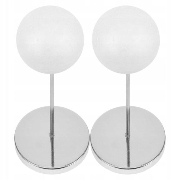 2 Sets silberner Ständer für Puppenperücken. Kompakte und platzsparende Ständer