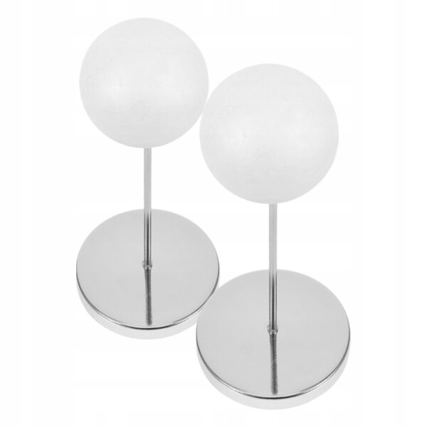 2 Sets silberner Ständer für Puppenperücken. Kompakte und platzsparende Ständer