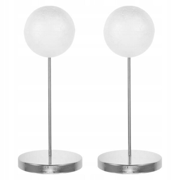 2 Sets silberner Ständer für Puppenperücken. Kompakte und platzsparende Ständer