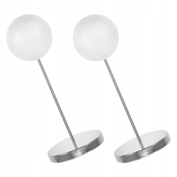 2 Sets silberner Ständer für Puppenperücken. Kompakte und platzsparende Ständer