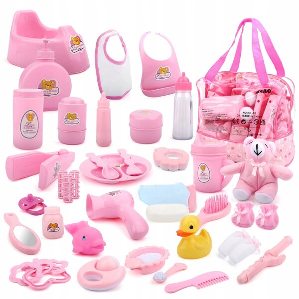 40-teiliges Puppenzubehör-Set mit Tasche für Kinder ab 3 Jahren