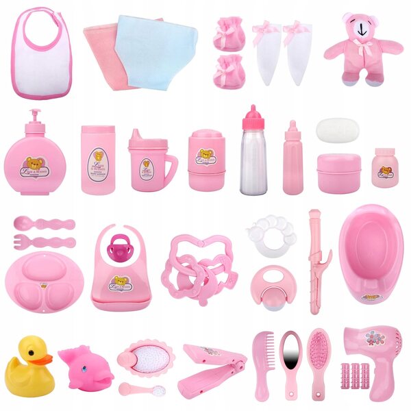 40-teiliges Puppenzubehör-Set mit Tasche für Kinder ab 3 Jahren