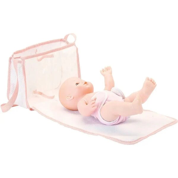 Petitcollin set per cambiare bambole con borsa, bavaglino e pannolino sostituibile