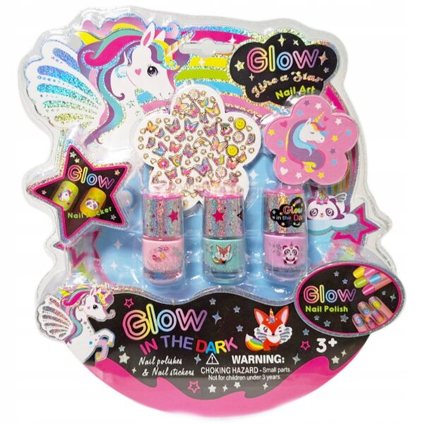set per manicure per bambini con unghie che brillano al buio Glow in the Dark