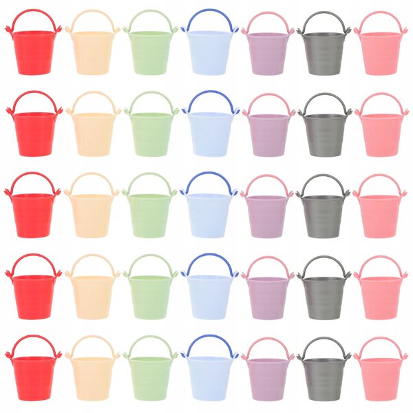 Set 35 Mini Secchielli Colorati in Plastica per Casa delle Bambole con Manico