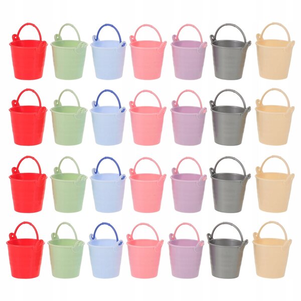 Set 35 Mini Secchielli Colorati in Plastica per Casa delle Bambole con Manico