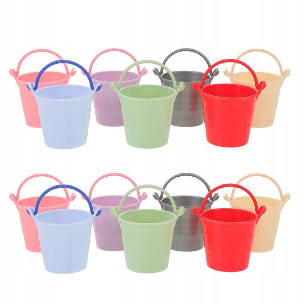 Set 35 Mini Secchielli Colorati in Plastica per Casa delle Bambole con Manico