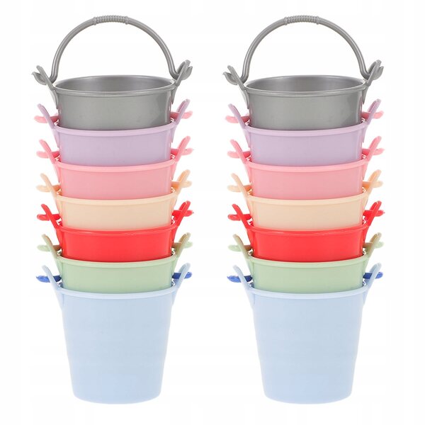 Set 35 Mini Secchielli Colorati in Plastica per Casa delle Bambole con Manico
