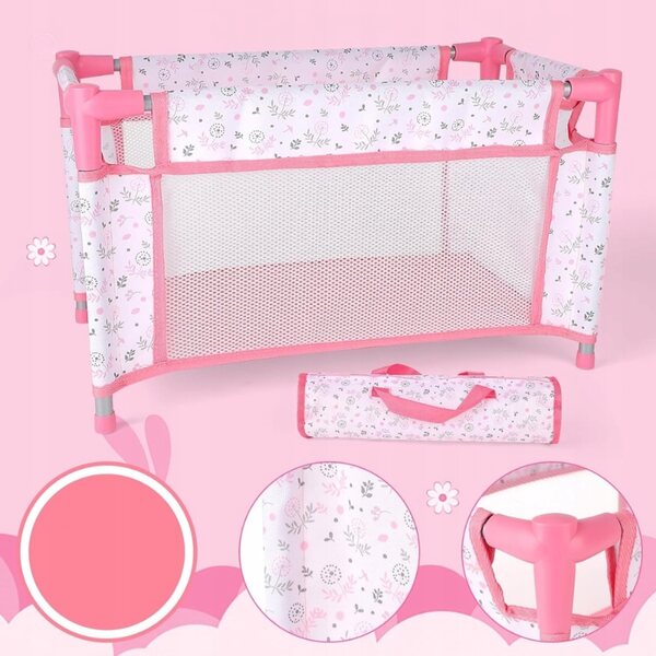 DeAO Spielzeugset für Babypuppen 30 cm mit Kinderwagen, Kinderbett und Zubehör