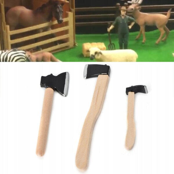 Miniatur-Landwirtschaftswerkzeuge aus Holz und Metall im Maßstab 1:12 für Puppen