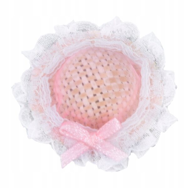 Mini cappello rosa da collezione in scala 1:12 per bambole e diorami