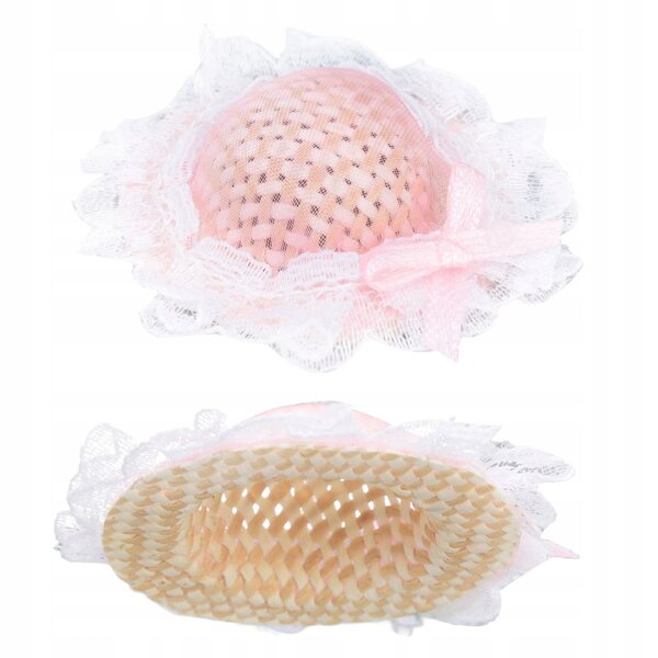 Mini cappello rosa da collezione in scala 1:12 per bambole e diorami