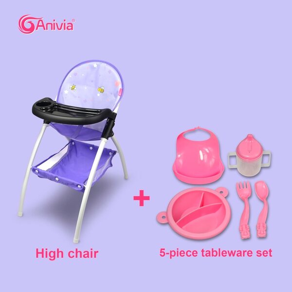 ANIVIA Rosa Stuhl für Puppen bis 40 cm mit Spieltablett
