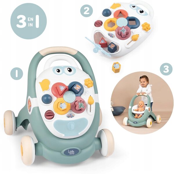 Chodzik für Kinder 3 in 1 mit interaktivem Whiteboard und Trolley für Puppen ab 12 Monaten