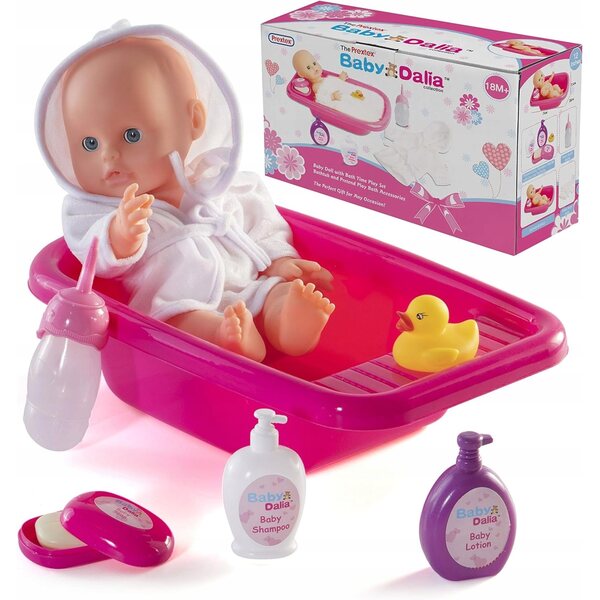 8-teiliges Badepuppen-Set mit Badewanne, Bademantel und komplettem Zubehör