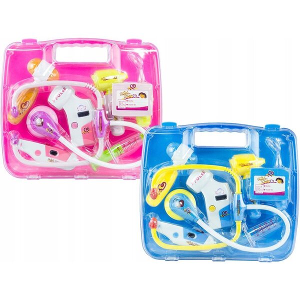 Rosa Spielzeug-Arztset mit Koffer, Stethoskop und Zubehör für Kinder ab 3 Jahren