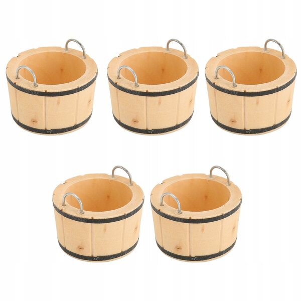 Set 5 Miniature Vasche in Legno per Case delle Bambole, Dettagli Realistici