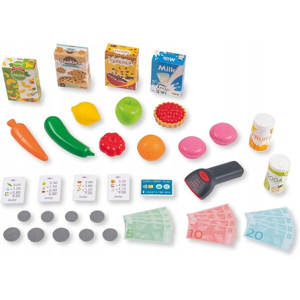 Supermarktspielzeug für Kinder mit Geldkassette und 42 Spielzubehörteilen ab 3 Jahren