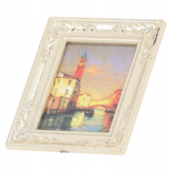 Set 4 Miniature Quadri con Cornice Antica in Scala 1:12 per Case delle Bambole